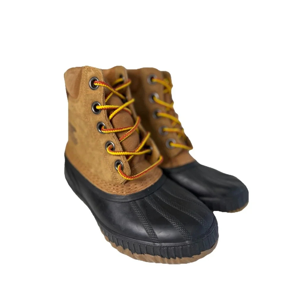 Sorel Youth Cheyanne II Waterproof Lace-Up Boots Brown/Yellow Size 1Y NO BOX‎
